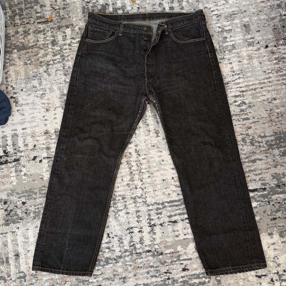 Levi's Men's Straight Fit Black Button Fly 501 Jeans